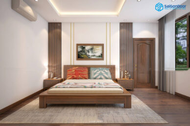 Cửa gỗ phòng ngủ tân cổ điển được làm từ gỗ hương cao cấp